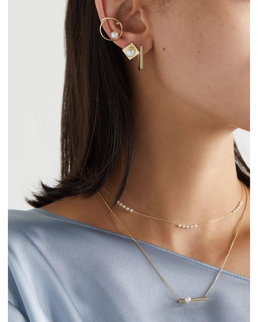 Mizuki Natural 14-Karat, Diamond And Pearl Earrings