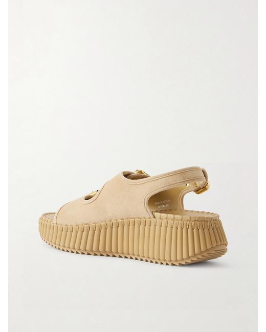 Chloé Natural Nama Suede Platform Sandals