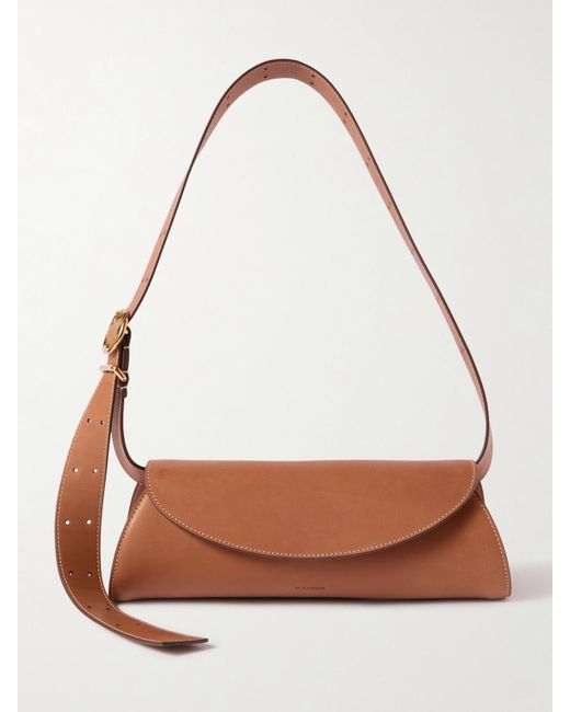 Jil Sander Brown Kleine Schultertasche Aus Leder
