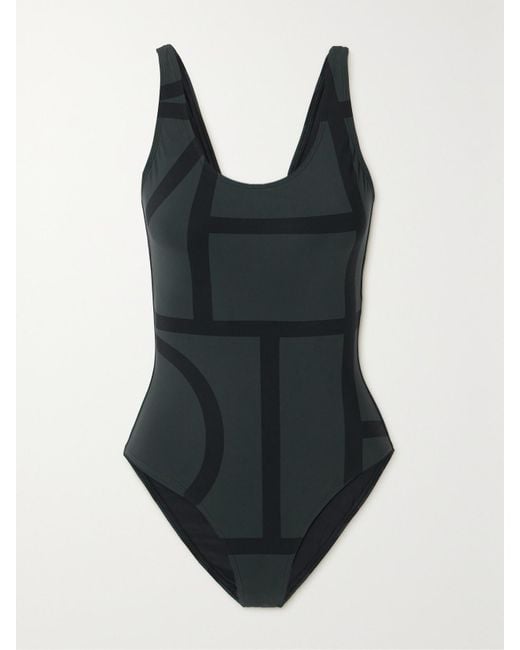 Totême Black Monogram Printed Recycled Swimsuit