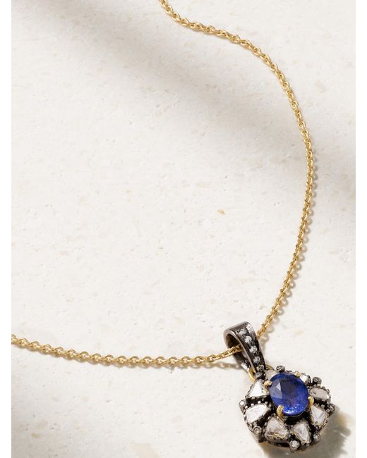 AMRAPALI LONDON Natural Kette Aus 18 Karat Mit Rhodiumauflage, Diamanten Und Saphir