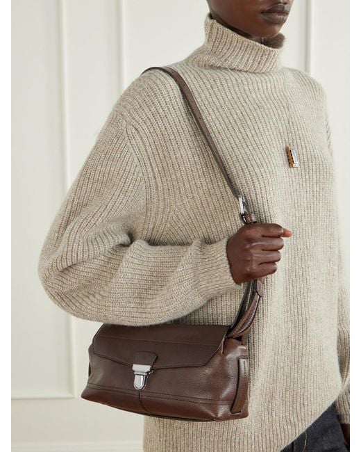 Lemaire Brown Gear Small Textured-Leather Shoulder Bag
