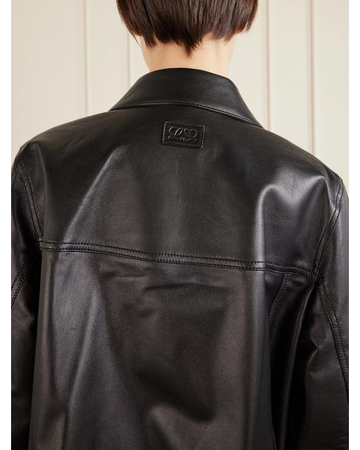 Loewe Black Gathered Leather Jacket