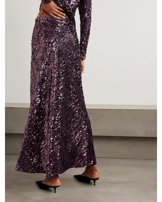 Rabanne Purple Sequined Chiffon Maxi Skirt
