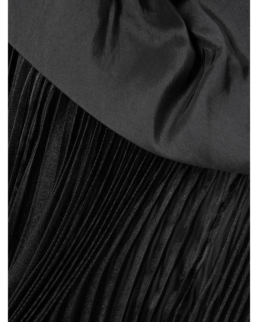 Jonathan Simkhai Black Ammalie Draped Taffeta And Pleated Organza Midi Dress