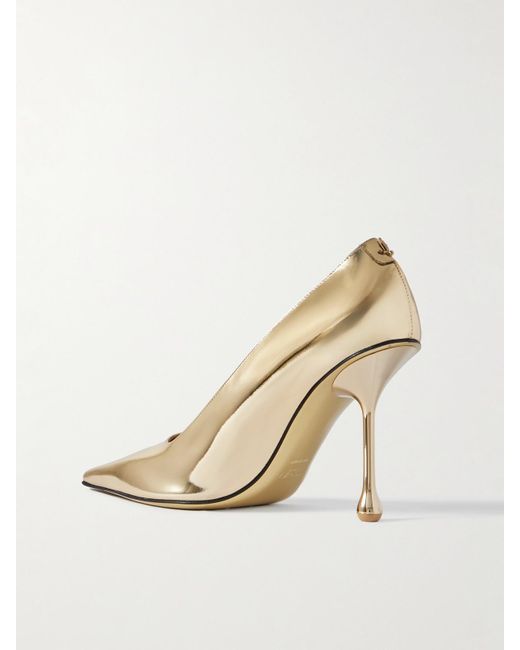 Jimmy Choo Natural Ixia 95 Mirrored-Leather Point-Toe Pumps