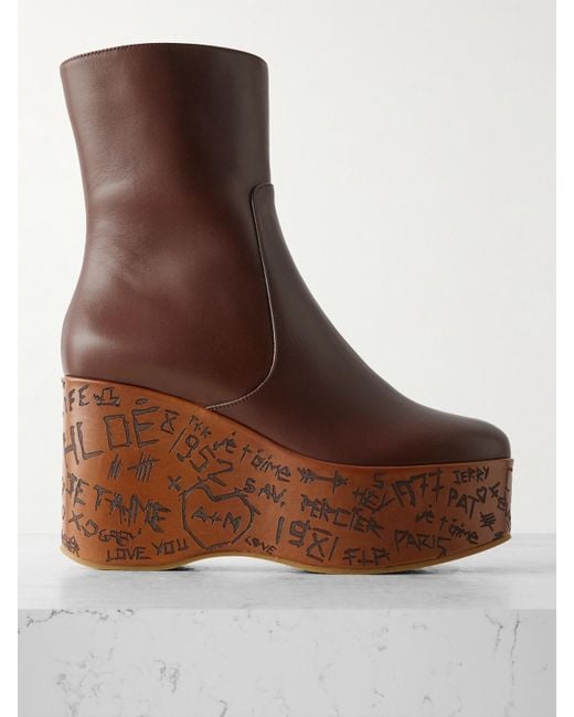 Chloé Brown Maxime Leather Ankle Boots