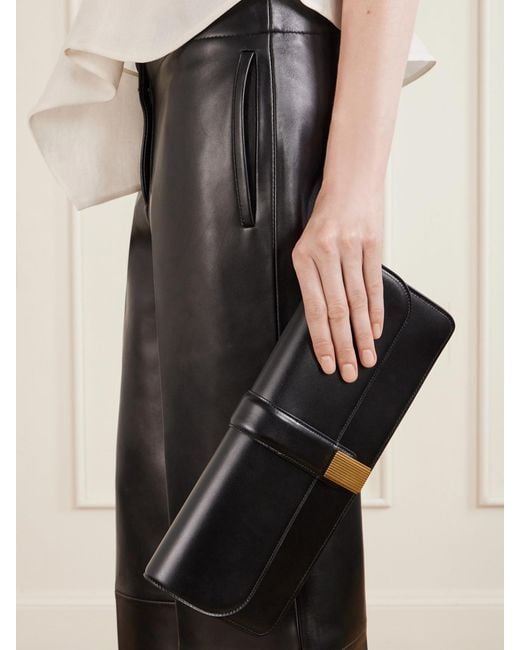 Khaite Black Leather Clutch Bag
