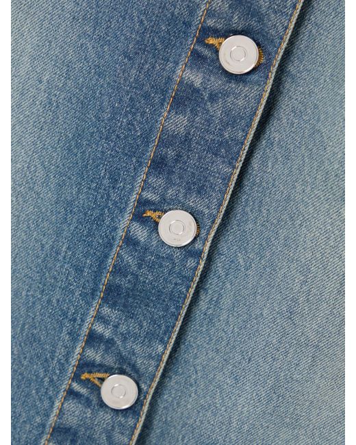 Alaïa Blue Layered Jersey-Trimmed Denim Maxi Skirt