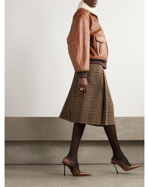 Saint Laurent Brown Midirock Aus Wolle Mit Glencheck-Muster