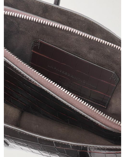 The Attico Black La Passeggiata Small Asymmetric Croc-Effect Leather Tote