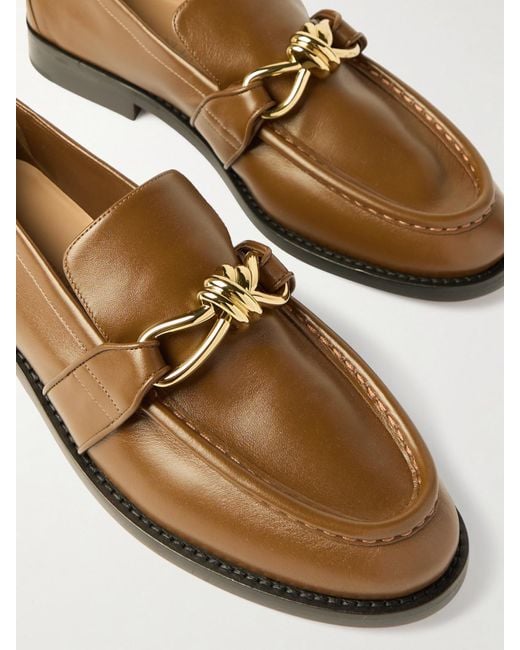 Bottega Veneta Brown Astaire Embellished Leather Loafers