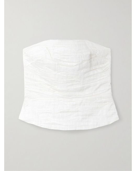 Haut Bustier En Popeline De Coton À Fronces Sunbeam Aje. en coloris White