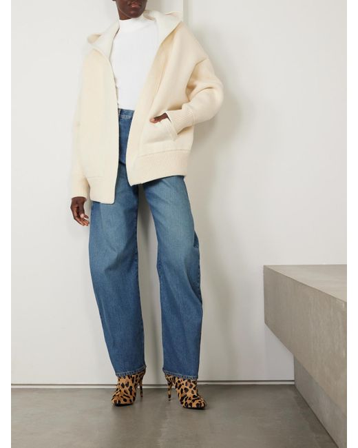 Alaïa Natural Oversized Hooded Wool-Blend Cardigan