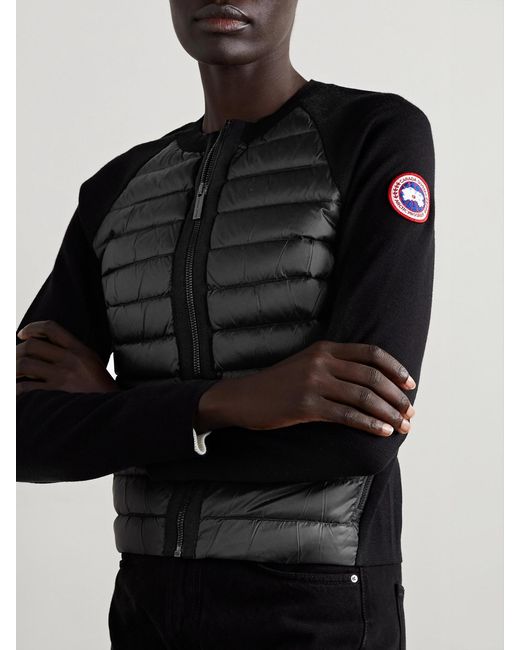 Canada Goose Black Hybridge Paneled Wool And Quilted Shell Down Jacket