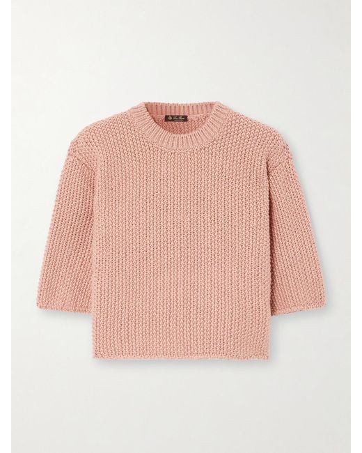 Loro Piana Pink Boccioleto Crocheted Mohair-Blend Sweater