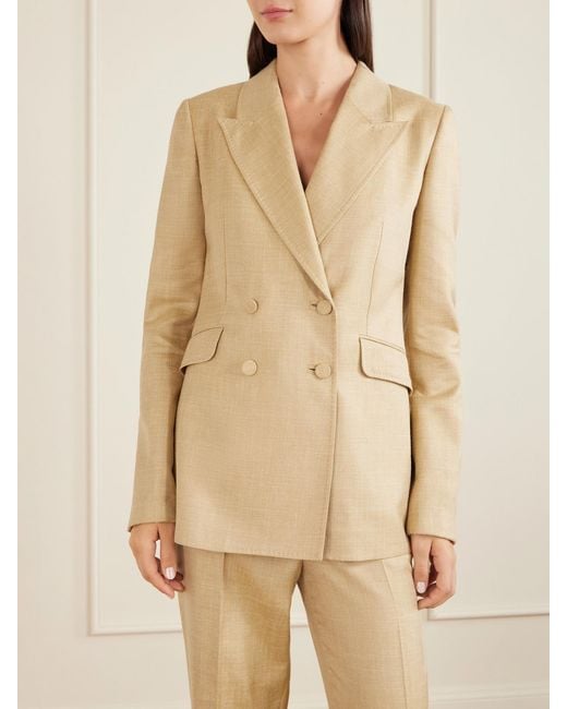 Gabriela Hearst Natural Angela Double-Breasted Wool, Silk And Linen-Blend Blazer