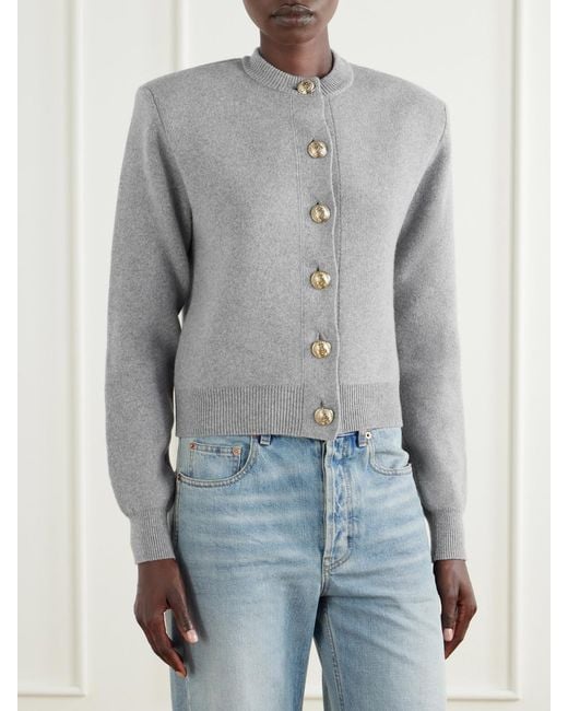 Balmain Gray Merino Wool And Cashmere-Blend Cardigan