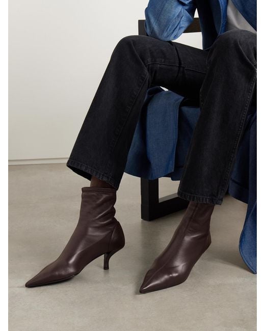 Totême Brown The Heeled Sock Leather Ankle Boots