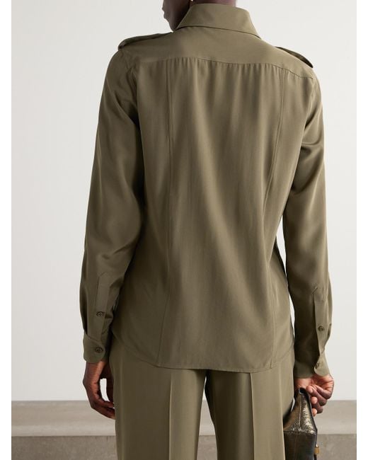 Tom Ford Green Silk Crepe De Chine Shirt