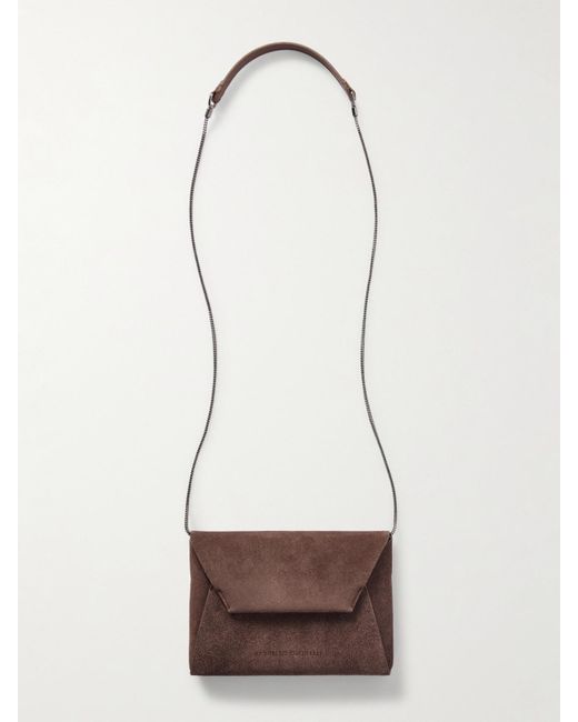 Sac Porté Épaule En Daim Mini Brunello Cucinelli en coloris White
