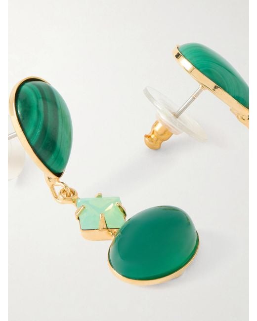 Jennifer Behr Green Quincy-Tone Malachite Earrings