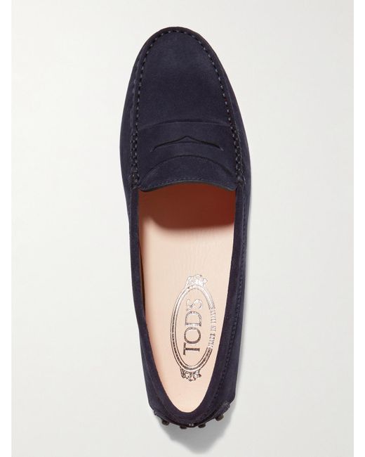 Tod's Blue Gommini Suede Loafers