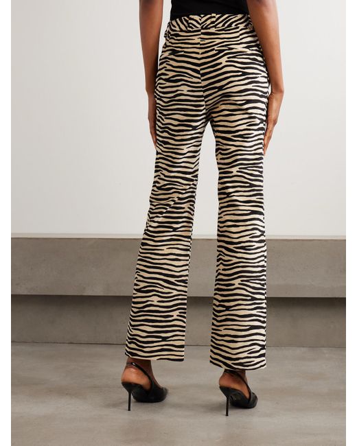 Rabanne Multicolor Straight-Leg Zebra-Print Cotton-Blend Velvet Pants