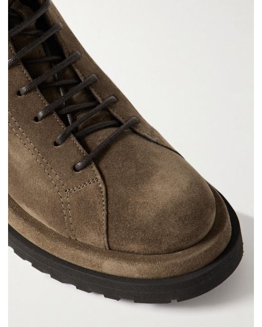 Brunello Cucinelli Brown Bead-Embellished Suede Boots