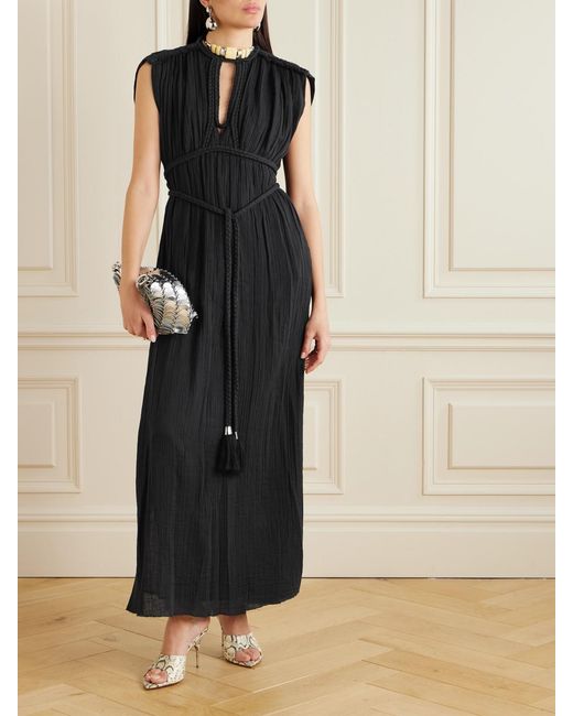Isabel Marant Blue Joya Open-Back Braided Cotton-Gauze Maxi Dress