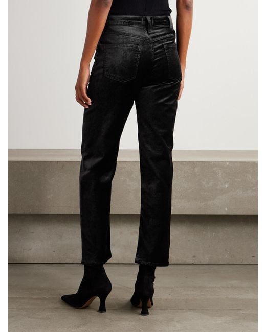 Citizens of Humanity Black Delfina Cotton-Blend Velvet Straight-Leg Pants