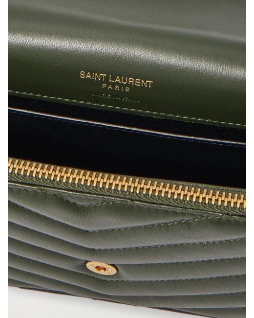 Saint Laurent Green Cassandre Envelope Mini Schultertasche Aus Matelassé-Leder