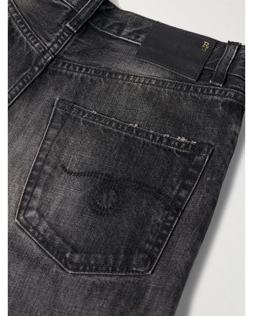 R13 Gray D'Arcy Distressed Mid-Rise Wide-Leg Jeans