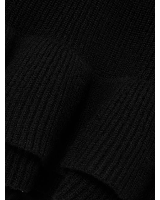 Nina Ricci Black Mehrlagiger Midirock Aus Einer Gerippten Wollmischung Mit Volants Und Tüllbesatz