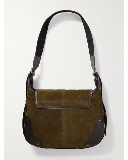 Isabel Marant Green Sierra Schultertasche Aus Veloursleder Mit Lederbesätzen