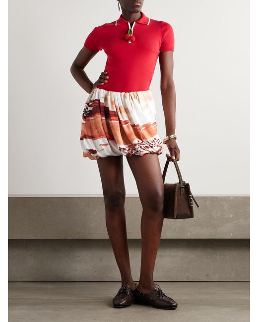 J.W. Anderson Multicolor Pleated Printed Twill Mini Skirt