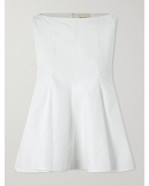 Khaite White Marita Paneled Cotton-Poplin Blouse