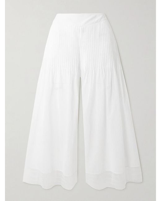 Pantalon Large En Mousseline De Coton À Plis Nervures Vanished Christopher Esber en coloris White