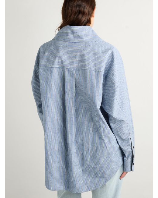 Chemise Oversize En Coton Mélangé À Rayures Bottega Veneta en coloris Blue