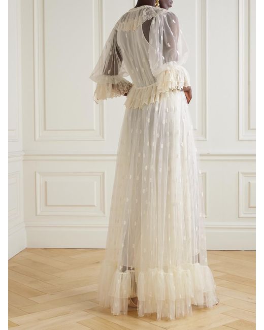 Chloé Natural Ruffled Lace Gown