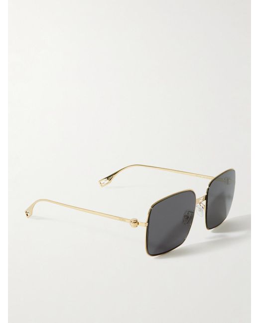 Fendi Gray Baguette Square-Frame-Tone Sunglasses