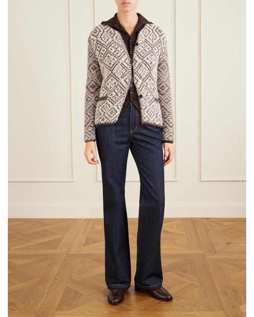 Loro Piana Multicolor Paroo Jacquard Knit Cashmere Cardigan