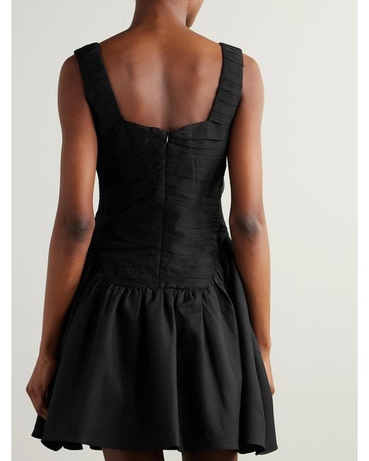Abadia Black Kaia Ruched Chiffon And Twill Mini Dress
