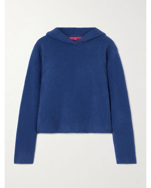 The Elder Statesman Blue Verkürzter Kapuzenpullover Aus Kaschmir