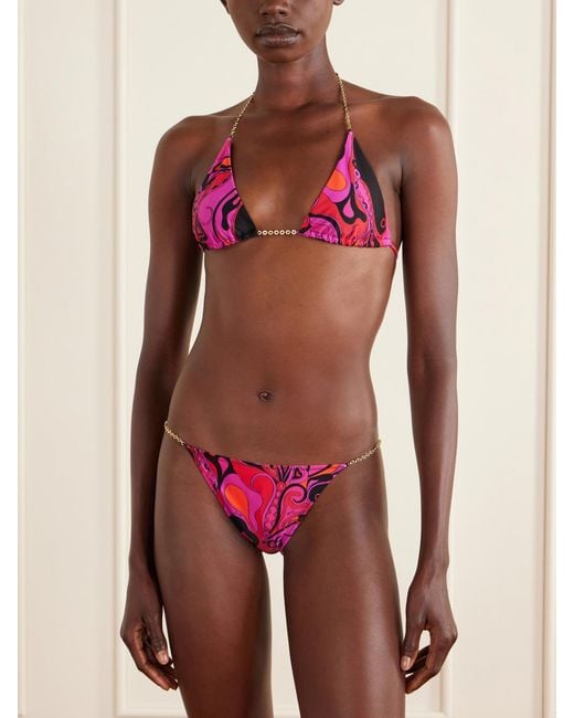 Emilio Pucci Pink Printed Triangle Bikini Top