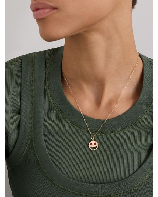 Alison Lou Natural Lover Kette Aus 14 Karat Mit Synthetischen Rubinen
