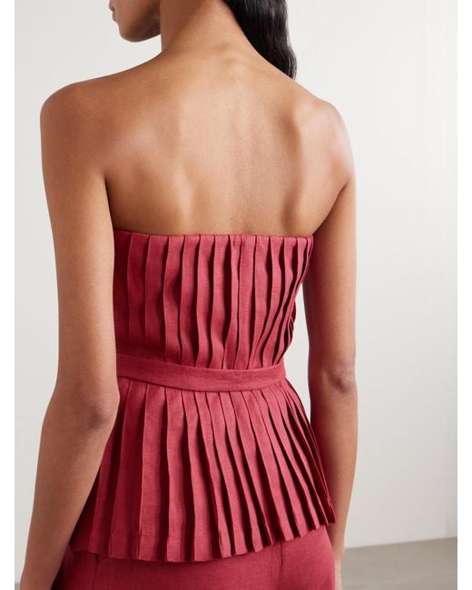 ANDRES OTALORA Red Encantadora Trägerloses Oberteil Aus Leinen Mit Falten