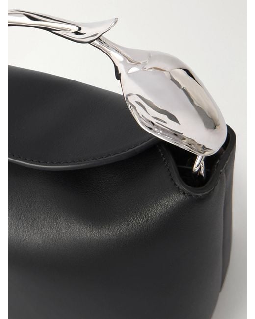 Erdem Black Bloom Mini Leather Clutch