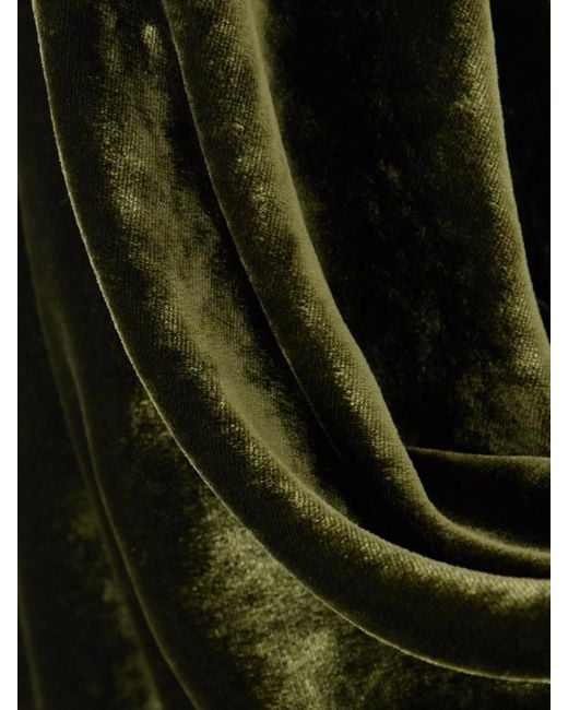 Dries Van Noten Green Asymmetric Draped Velvet Top