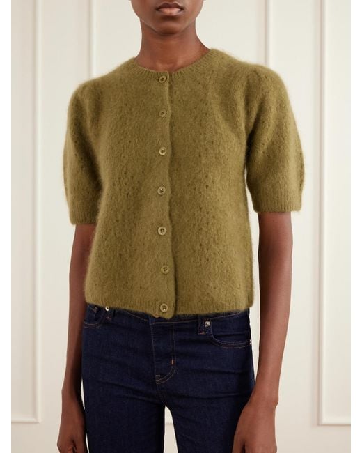 FRAME Green The Airy Wool And Cashmere-Blend Cardigan